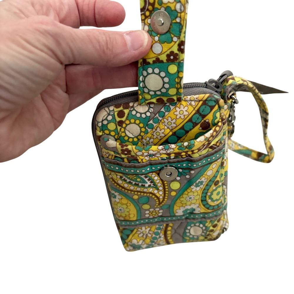 Vera Bradley‎ All In One Crossbody Wristlet Wallet Yellow Teal Paisley Floral - Picture 2 of 12